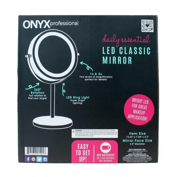 Onyx Gold LED Dual-Sided Classic Face Mirror - Picture 2 of 3